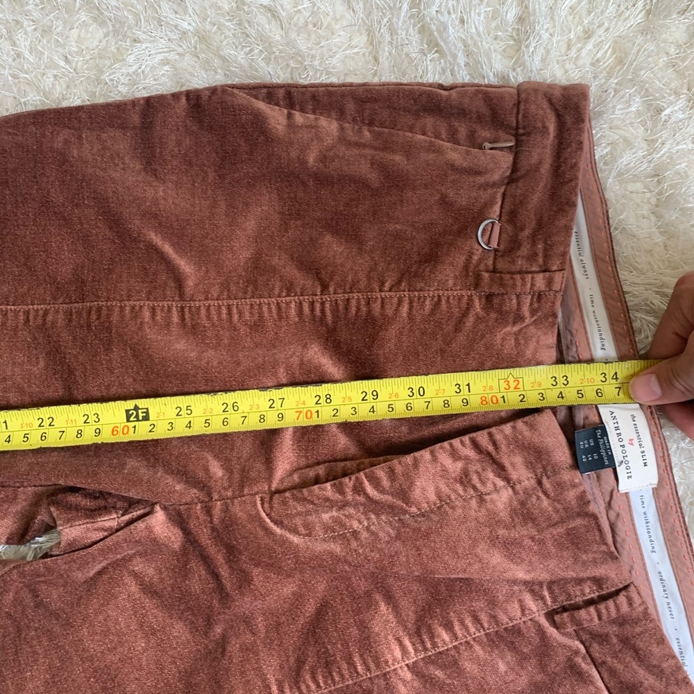 Anthropologie Essential Slim Velvet Cropped Pants - Picture 9 of 10